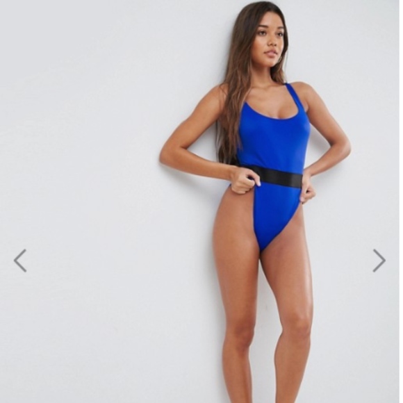 asos high leg elastic waist swimsuit